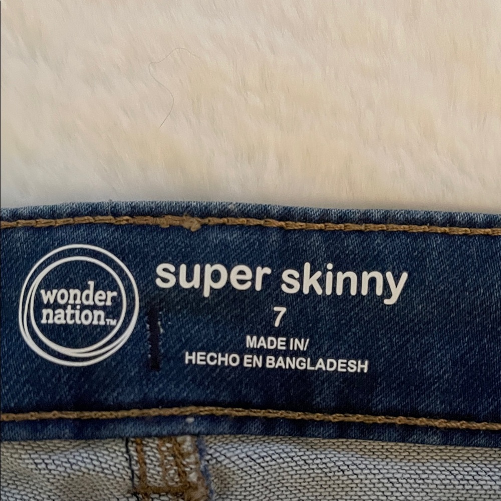 Wonder Nation BoysDark Blue Skinny Jeans SZ 7 - Picture 3 of 5